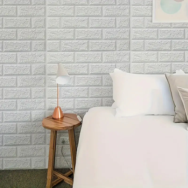3D Self-Adhesive White Brick Foam Wall Panels