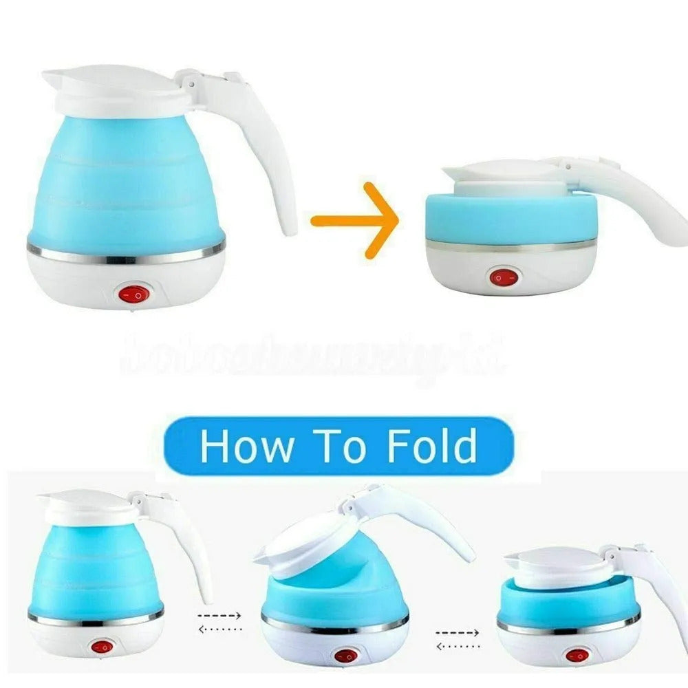 Fast Water Boiling 600 ml Portable Kettle Travel Kettle Foods Boils Quickly Silicone Small Collapsible Foldable Electric Sports Bottle ( Random Color )