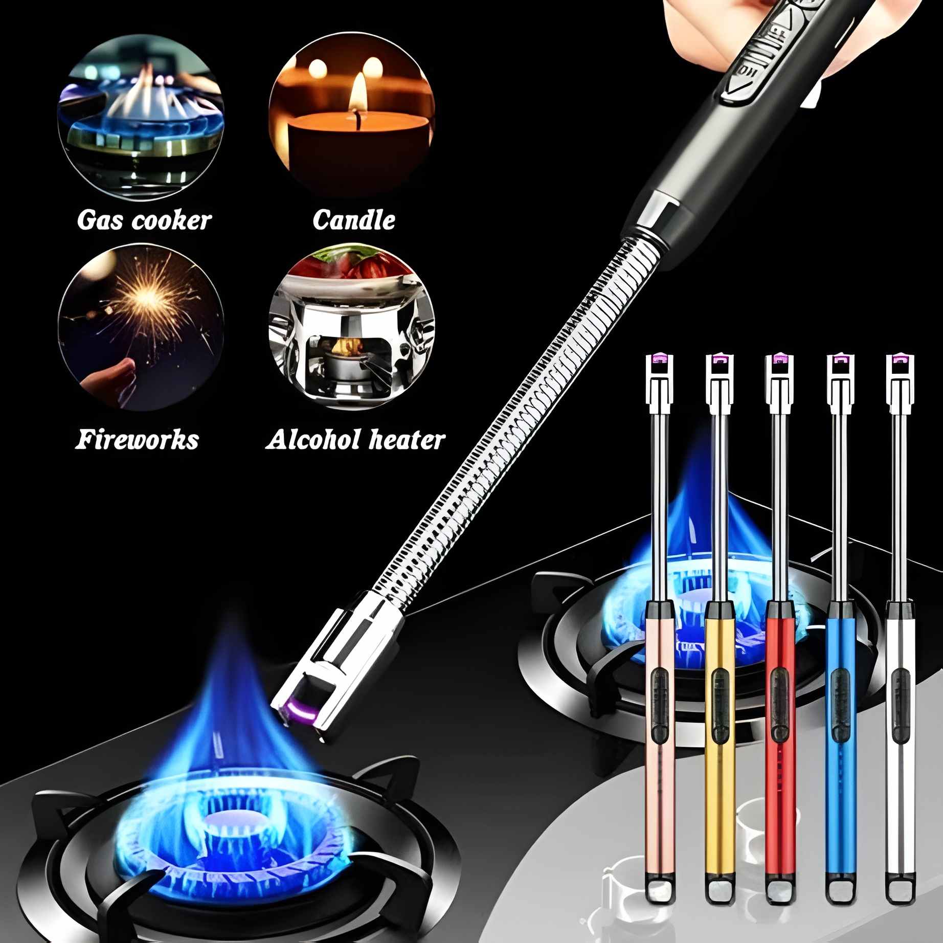 Multipurpose Portable Rechargeable Electric Flame-Free Lighter for Everyday Home and Kitchen Outdoor Use