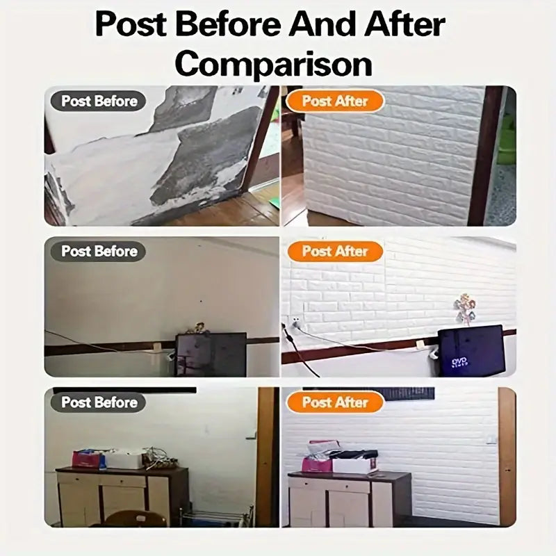 3D Self-Adhesive White Brick Foam Wall Panels