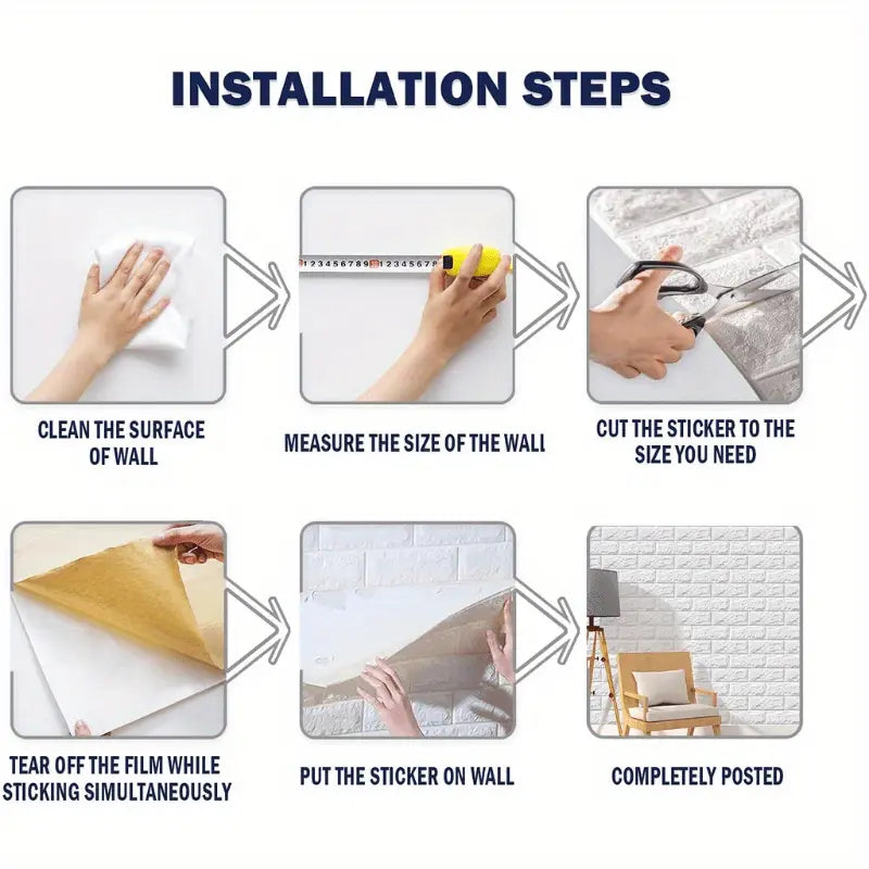 3D Self-Adhesive White Brick Foam Wall Panels