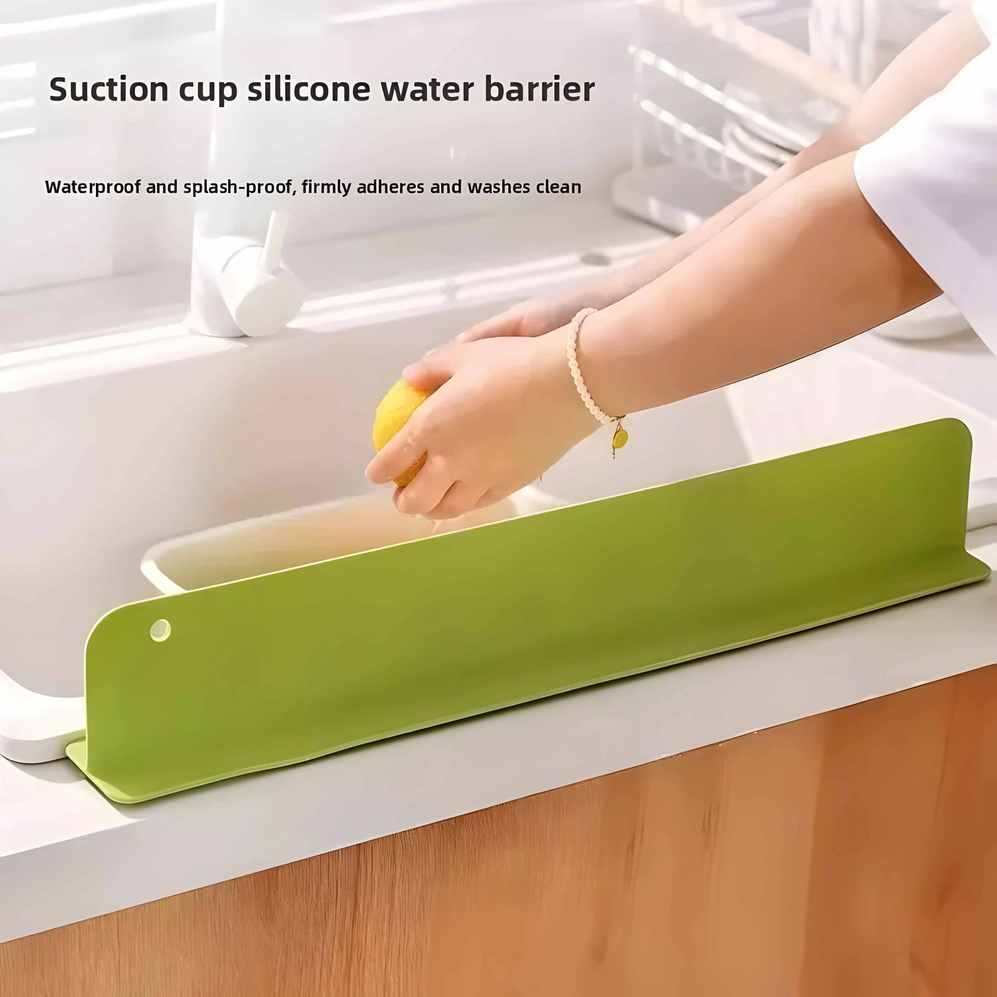 Silicone Sink Splash Guard with Suction Cup – Reusable Waterproof Kitchen Countertop Protector