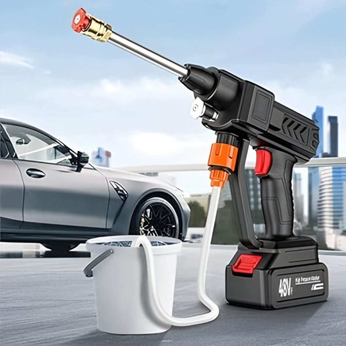 48V Cordless Car Wash Spray Gun – High Pressure Foam Jet Washer (Single Battery)