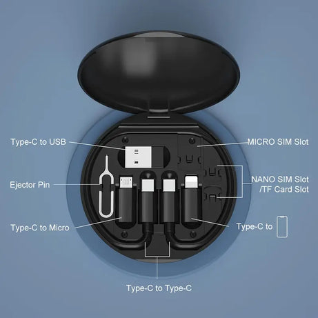 5 in 1 Portable 60W Charging Data Cable Set and Mobile Phone Holder Storage Box