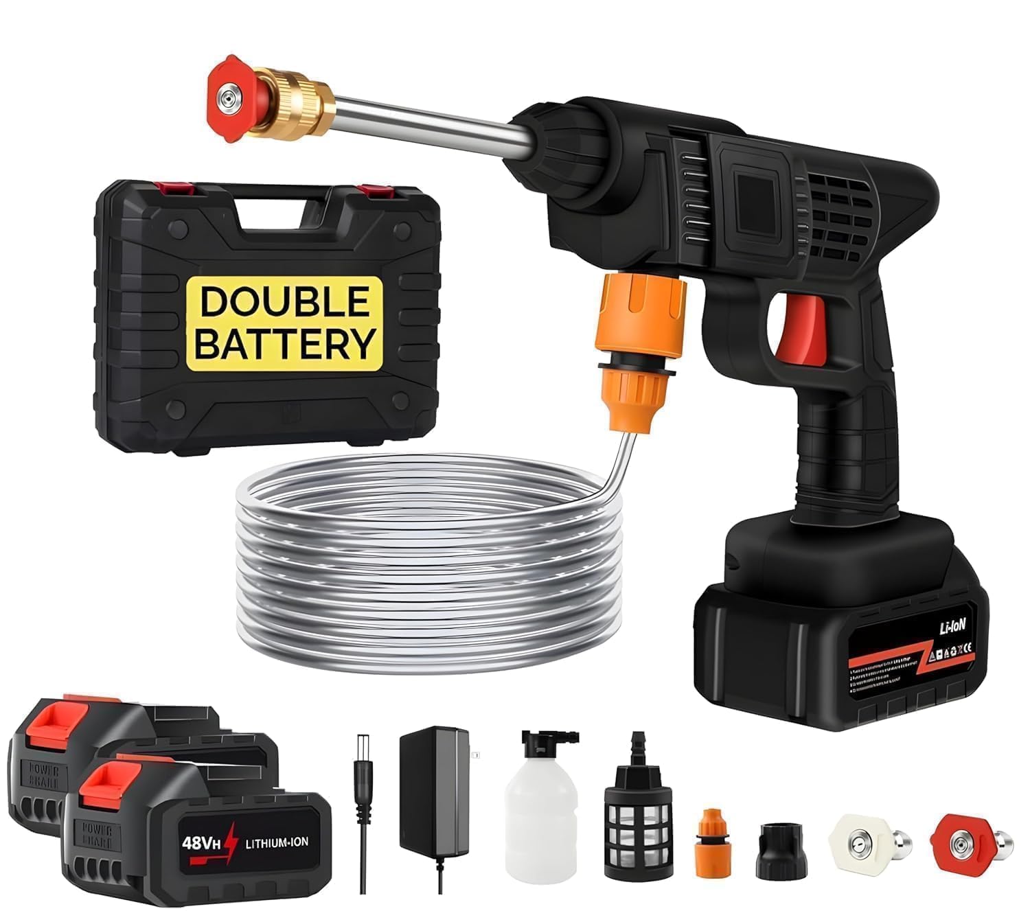 48V Cordless Car Wash Spray Gun – High Pressure Foam Jet Washer (Single Battery)