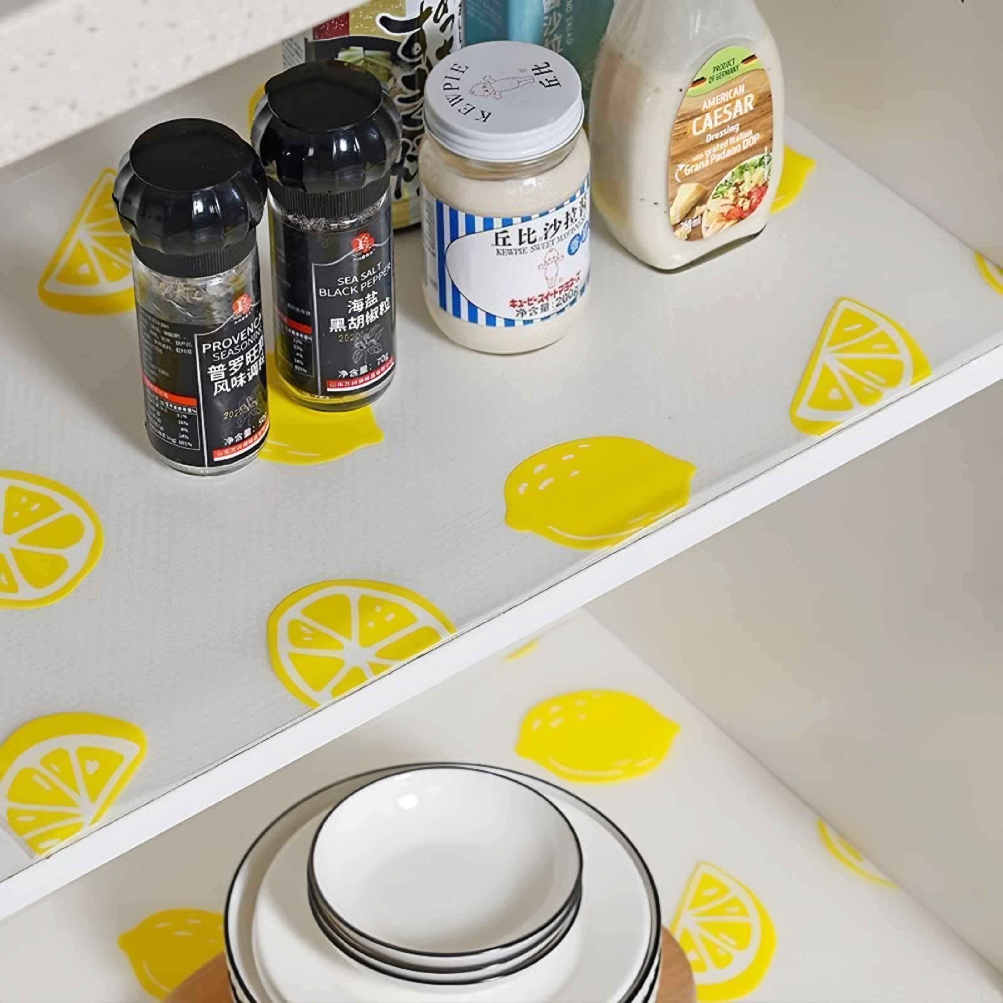 Non-Slip Plastic Shelf Liner Roll, Multipurpose Cabinet Drawer for Kitchen, Fridge, Table (Random Design)