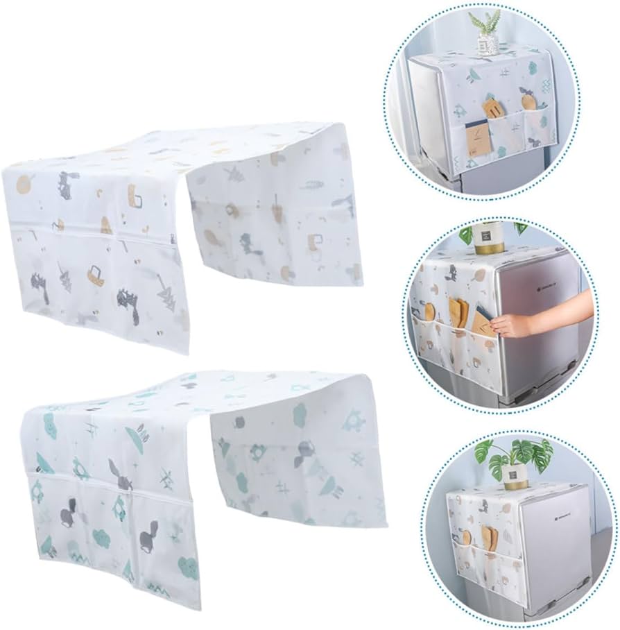 Refrigerator Dust Cover with Storage Pockets – Pack of 2