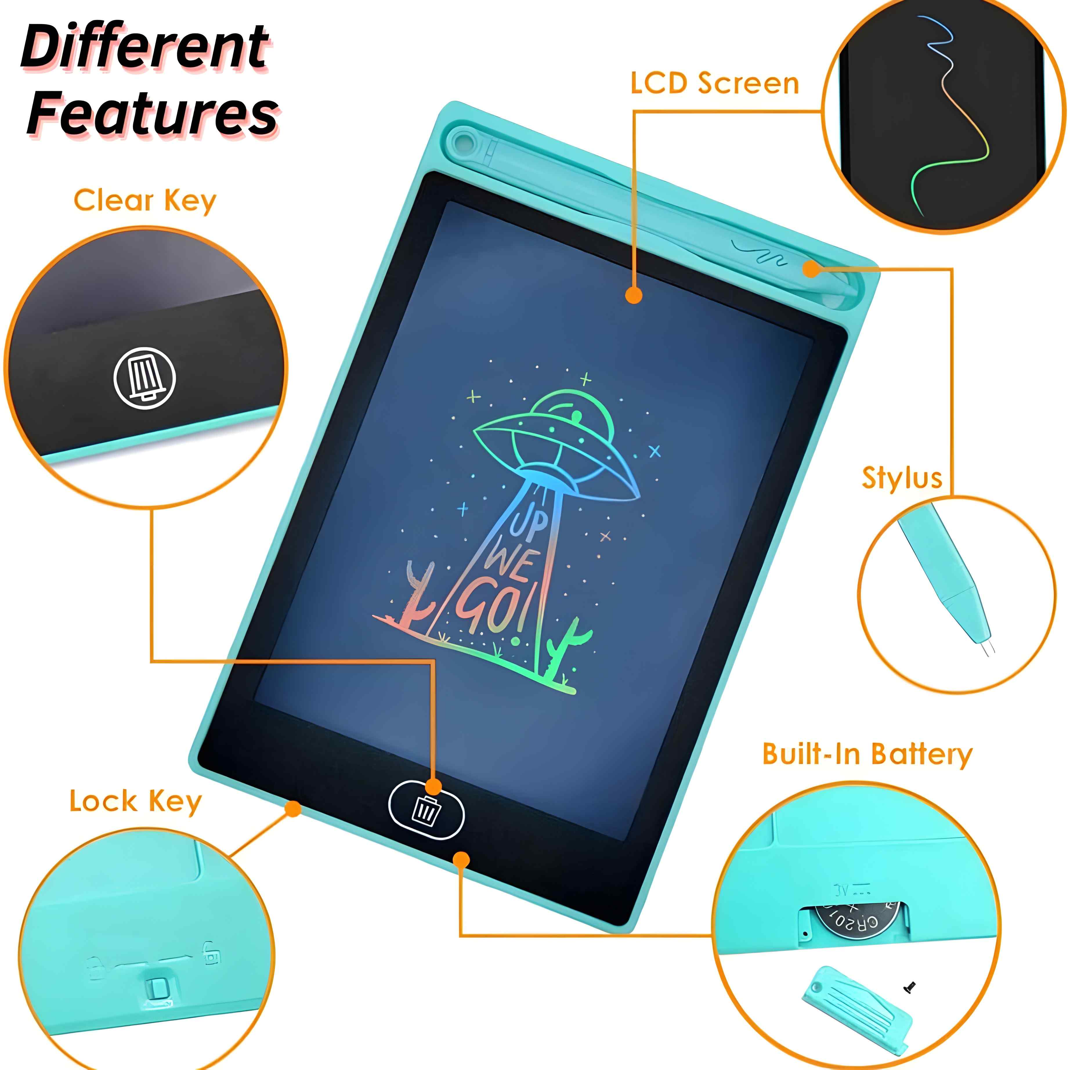 Erasable LCD Writing Tablet For Kids with 8.5 inches Screen and Multicolor Electronic Slate