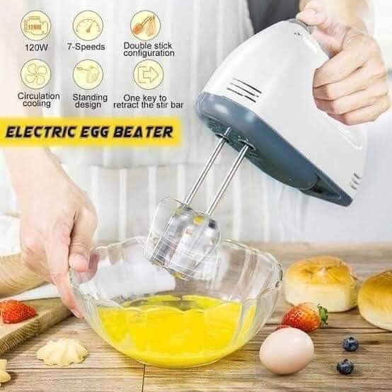 7-Speed Electric Hand Mixer with Stainless Steel Attachments