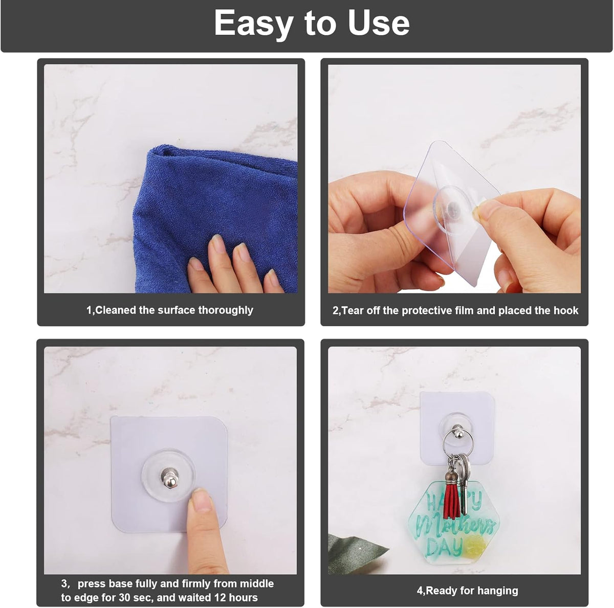 Transparent Self-Adhesive Screw Hooks