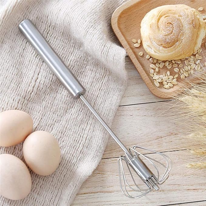 Semi-Automatic Stainless Steel Egg Beaters – Pack of 2