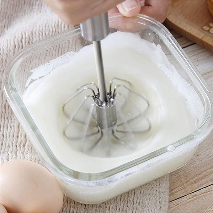 Semi-Automatic Stainless Steel Egg Beaters – Pack of 2