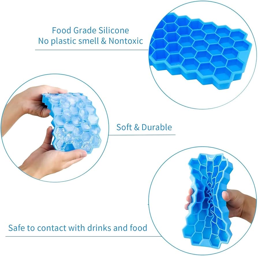 37-Cavity Silicone Ice Cube Trays with Lids – Pack of 2