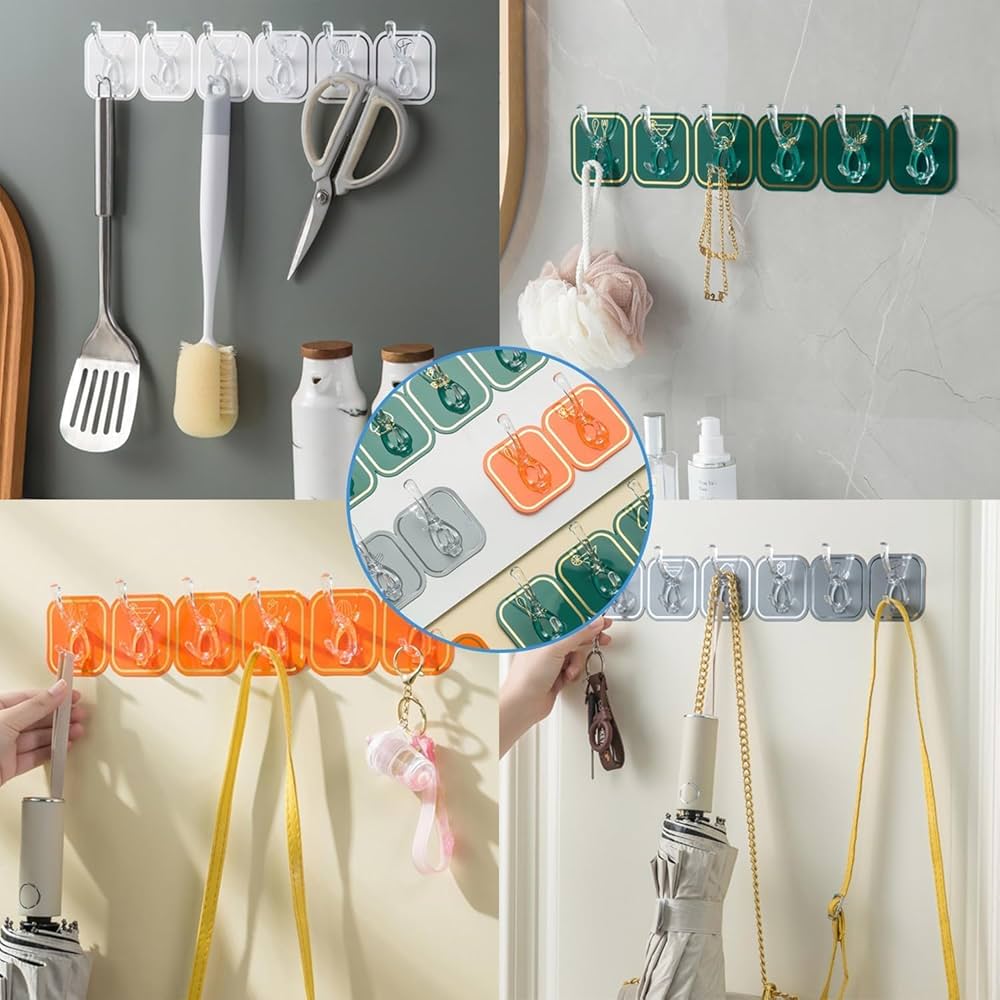 Wall-Mounted 6-Hook Organizer – Pack of 2