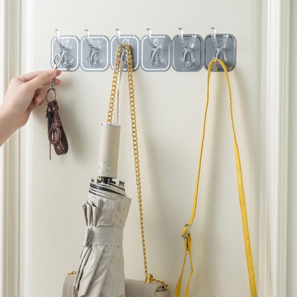 Wall-Mounted 6-Hook Organizer – Pack of 2