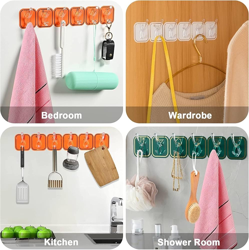 Wall-Mounted 6-Hook Organizer – Pack of 2