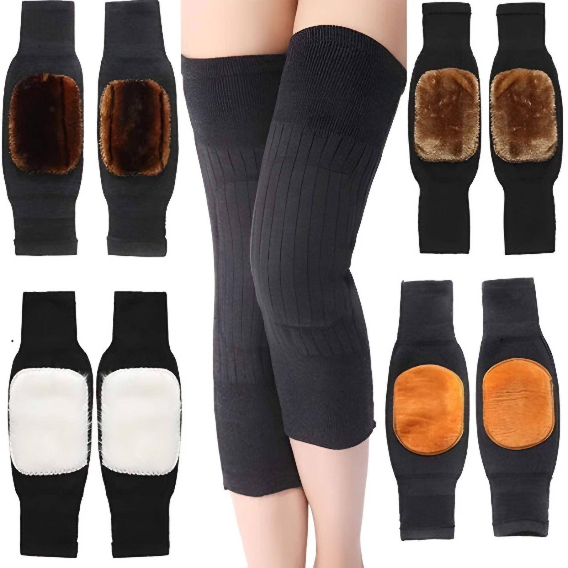 1 Pair Warm Wool Knee Pads Super Elastic Knees Sleeves Support Protector