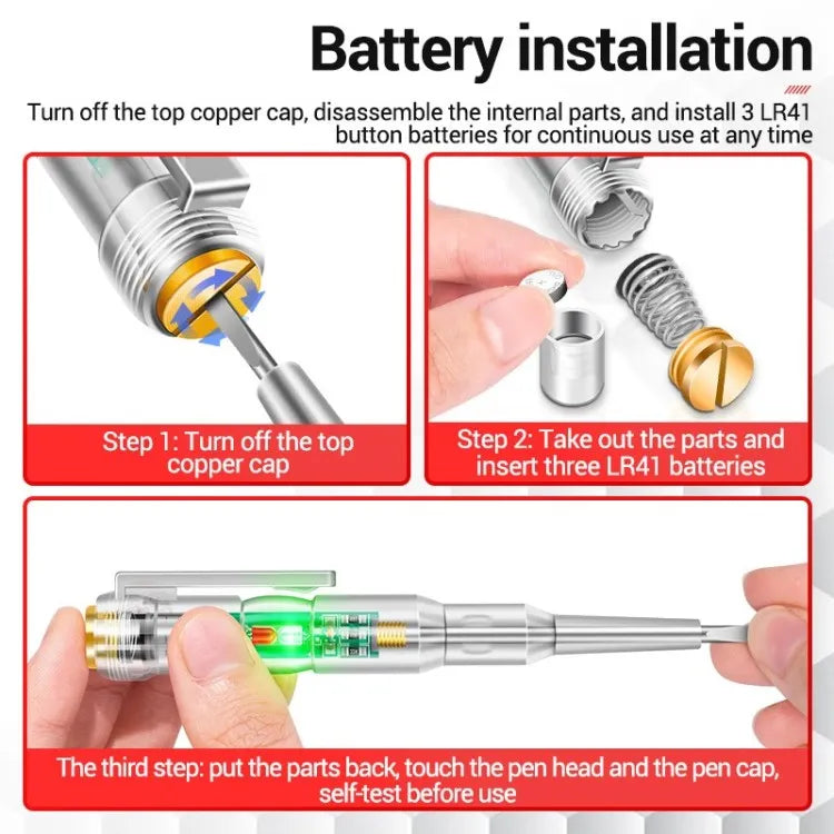 Electrical Voltage Tester Pen with LED Indicator