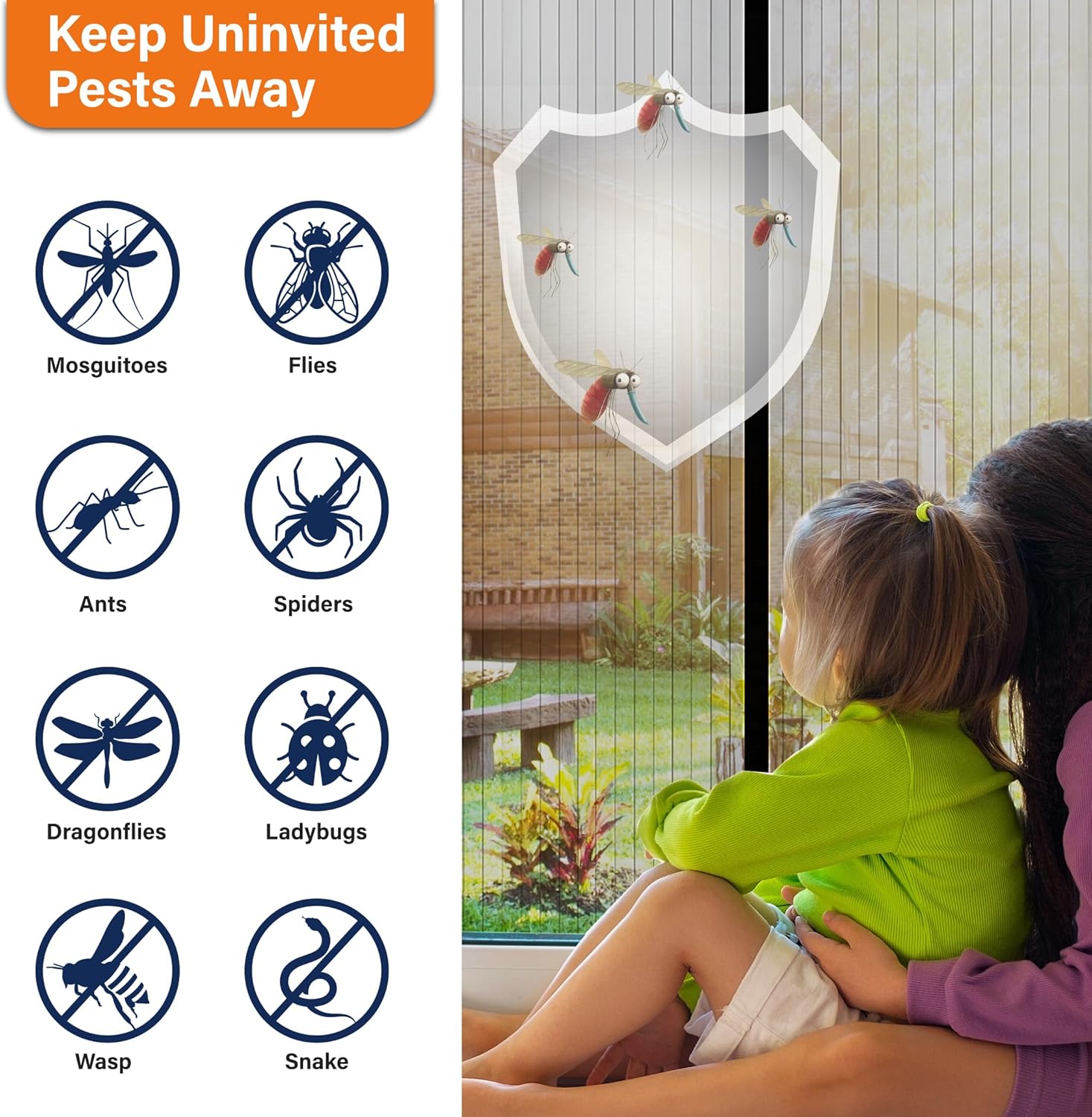 Magic Mesh Deluxe- Hands Free Magnetic Screen Door, Mesh Curtain Keeps Bugs Out