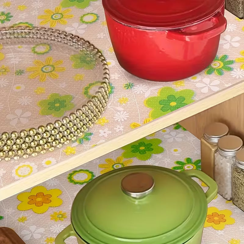 Non-Slip Plastic Shelf Liner Roll, Multipurpose Cabinet Drawer for Kitchen, Fridge, Table (Random Design)