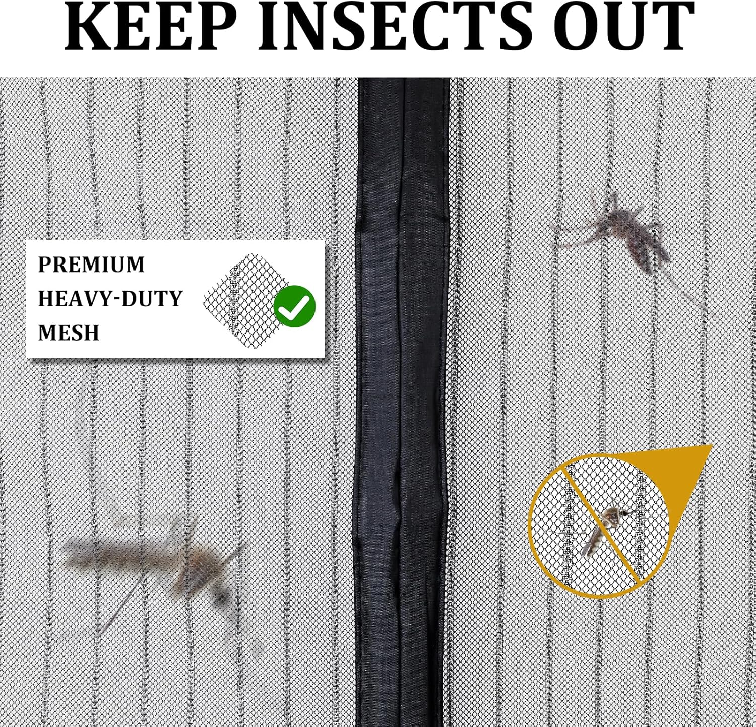 Magic Mesh Deluxe- Hands Free Magnetic Screen Door, Mesh Curtain Keeps Bugs Out