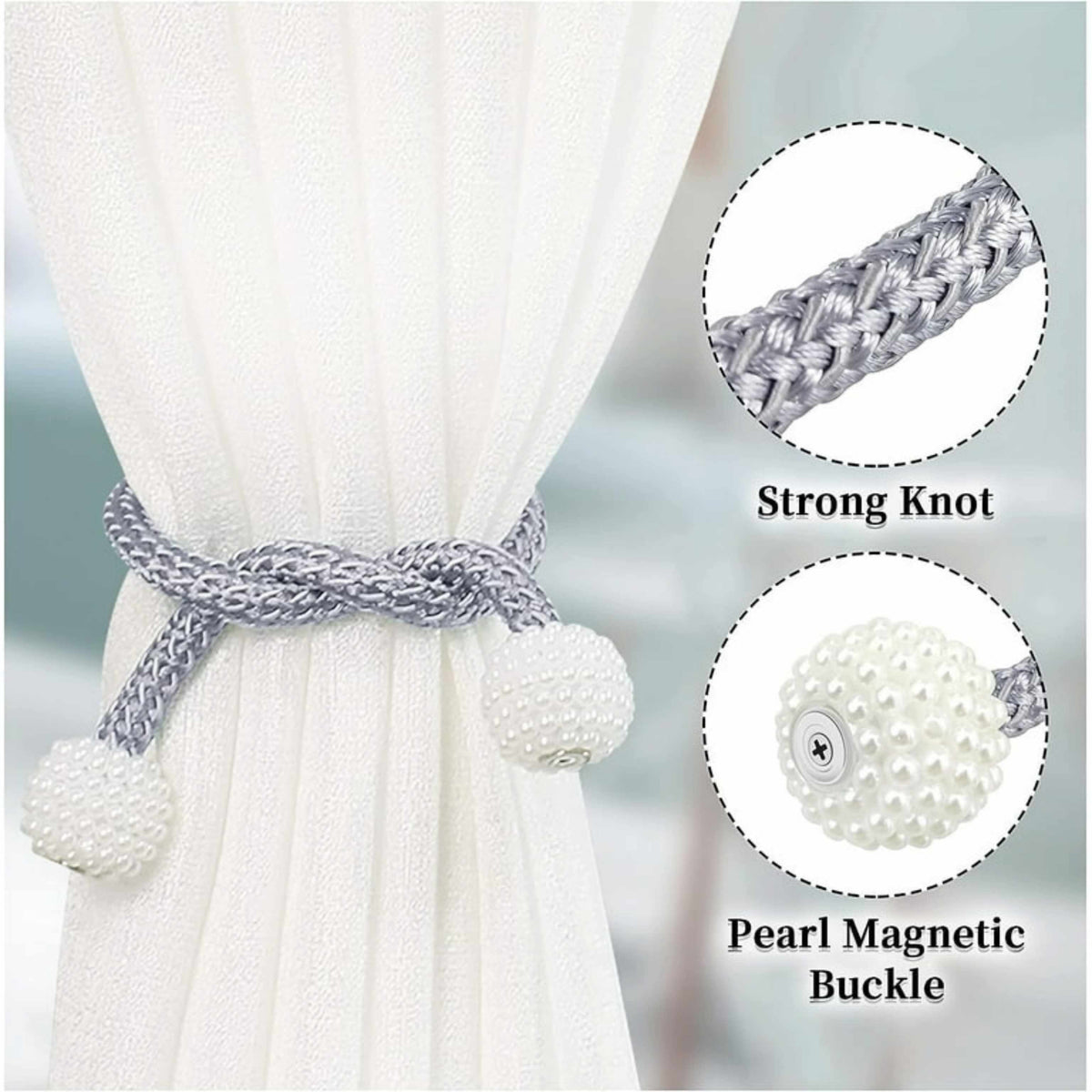 4 PCS Magnetic Pearl Curtain Buckle Tiebacks European Style Decorative Rings