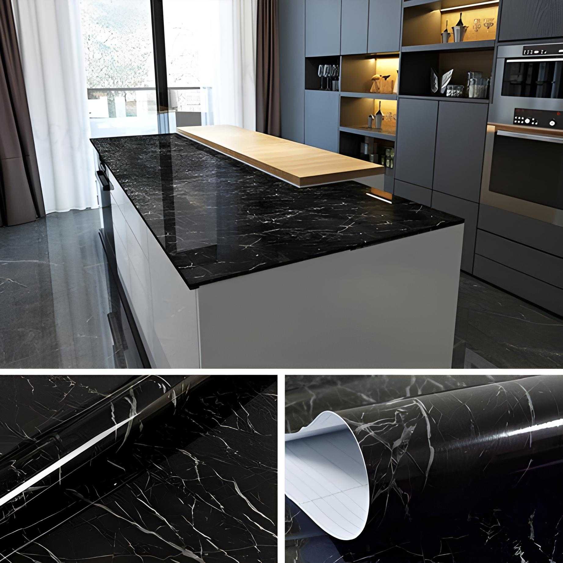 Waterproof Heat Resistant Self Adhesive Anti Oil Kitchen Wallpaper Marble Sheet