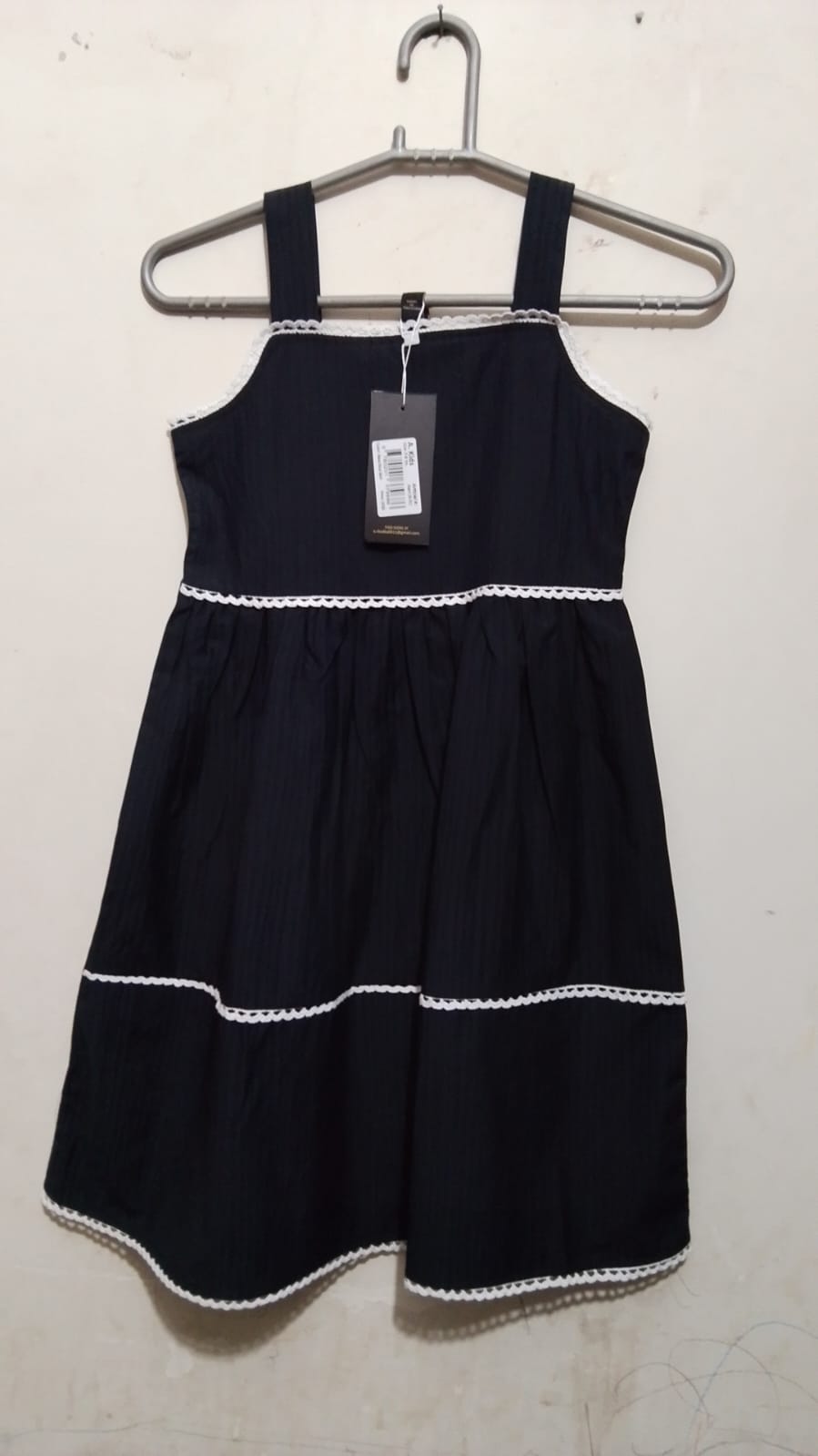 Girls Navy Blue Sleeveless Cotton Slub Frock – Party & Four Seasons