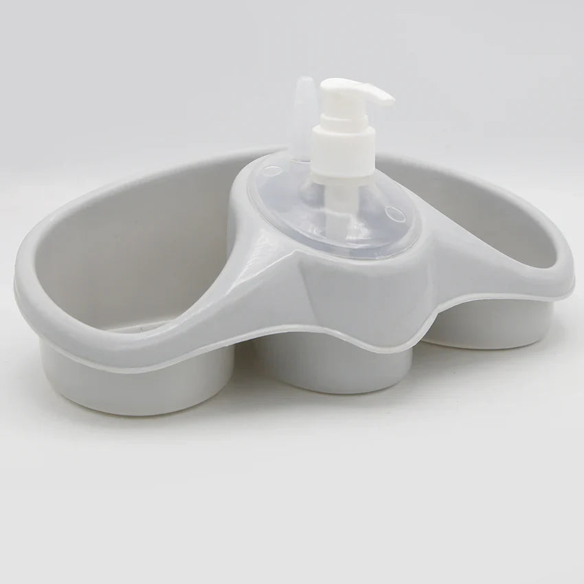3 In 1 Plastic Dish Soap Dispenser With Sponge Holder For Kitchen