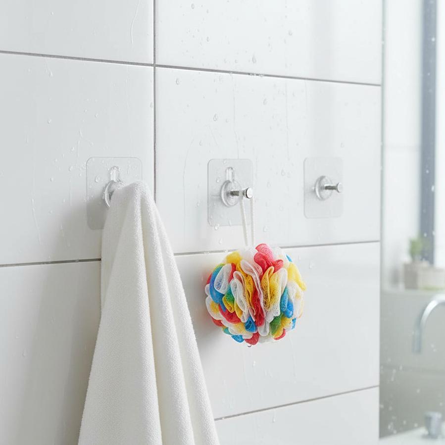 Transparent self-adhesive screw hooks