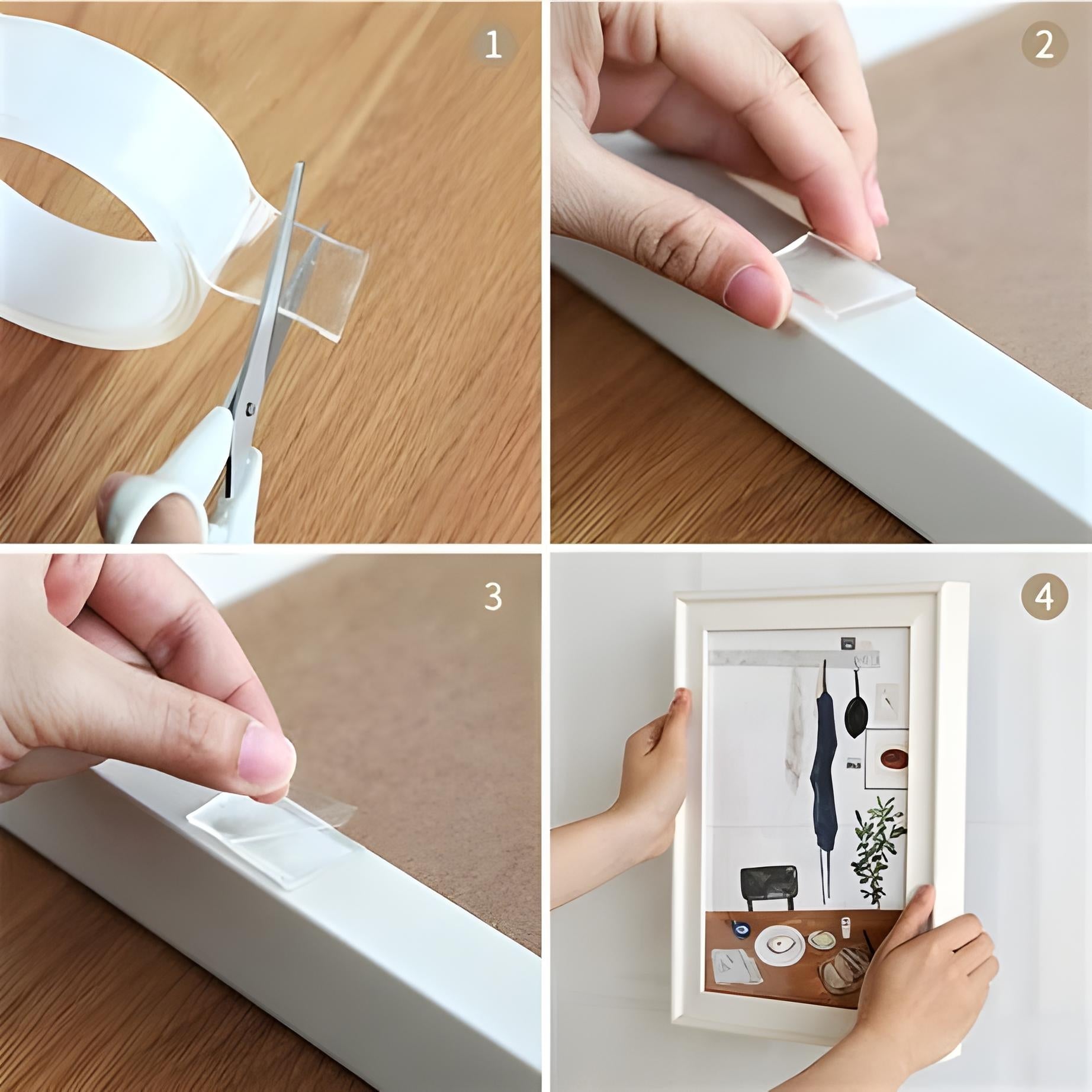 Imported Washable Reusable Nano Double Sided Transparent Tape 4/Meter, 8/Meter