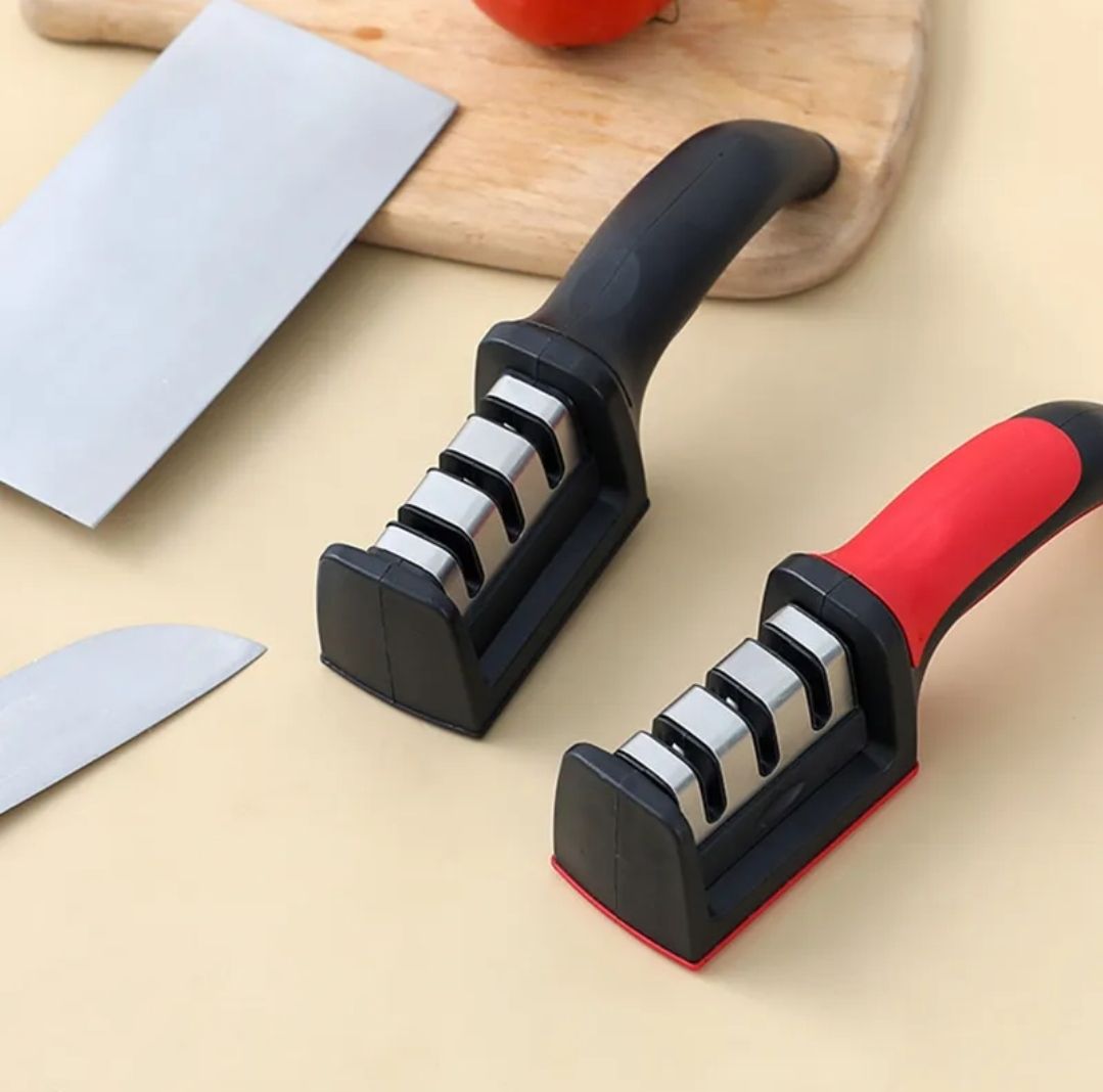 Multi-Function 3 Stages Type Knife Sharpener Handheld with Non-Slip Base for Ceramic Steel and Knives
