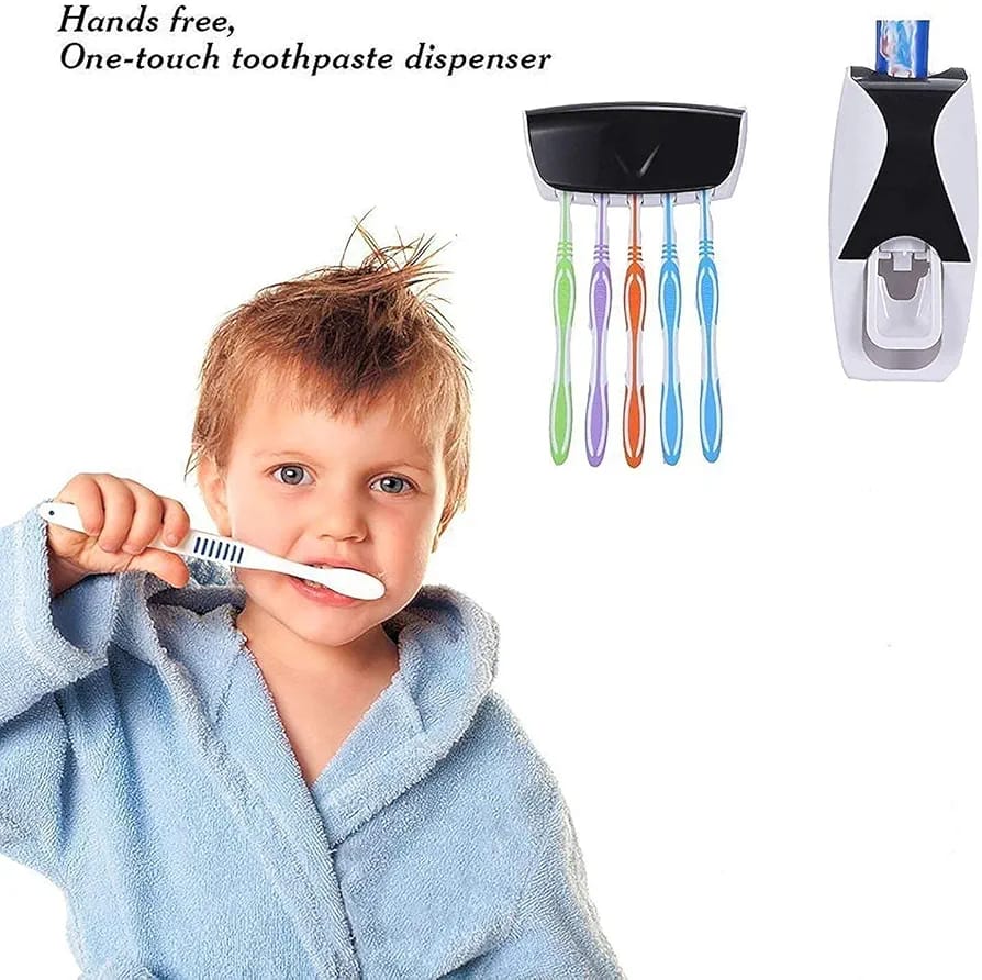 Automatic Toothpaste Dispenser with 5-Toothbrush Holder