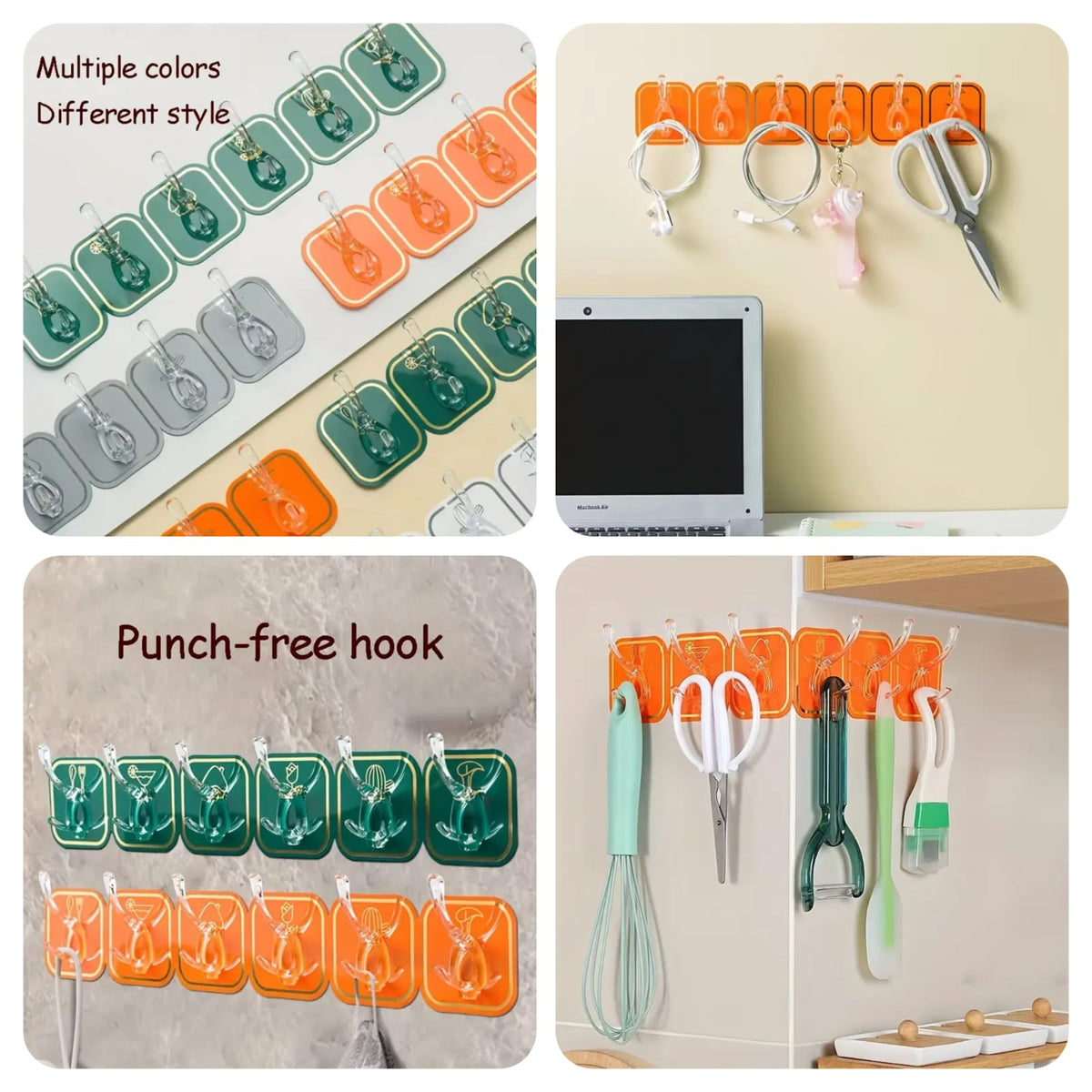 Wall-Mounted 6-Hook Organizer – Pack of 2