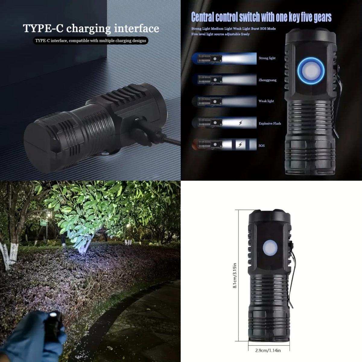 Rechargeable 3 LED Mini Flashlight with Magnetic Base