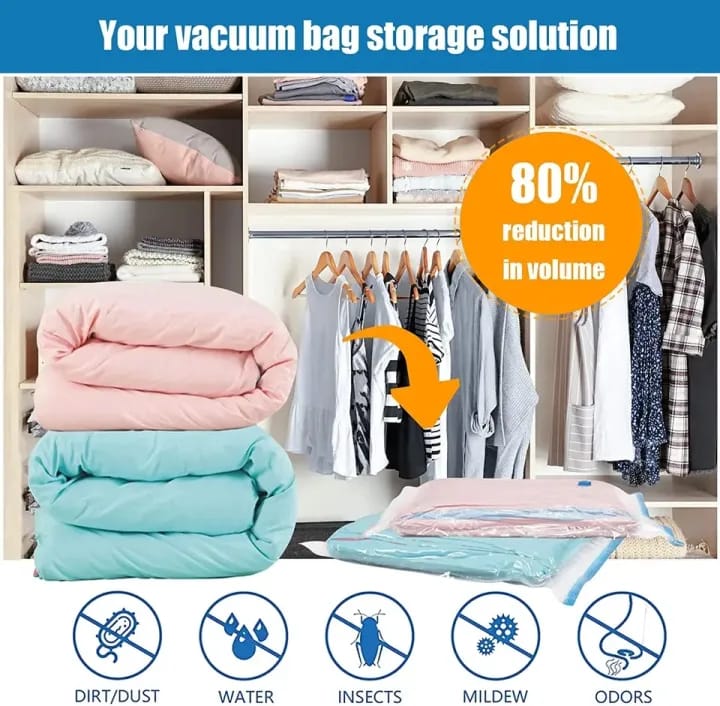 Vacuum Storage Bags Set – 5 Bags + Hand Pump