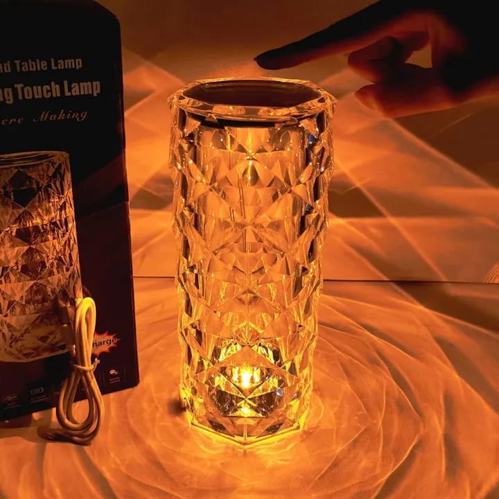 16-Color Crystal Rose Touch Lamp with Remote