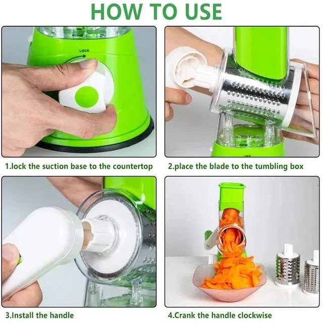 3-in-1 Manual Drum Grater & Vegetable Slicer