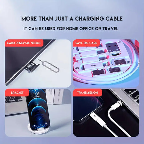 5 in 1 Portable 60W Charging Data Cable Set and Mobile Phone Holder Storage Box