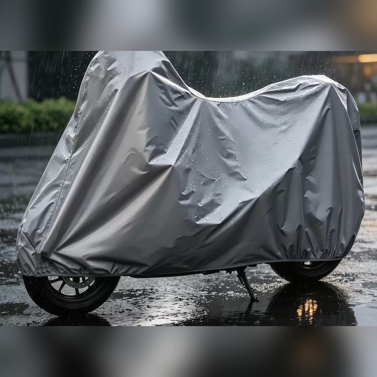 Motorcycle cover in rain