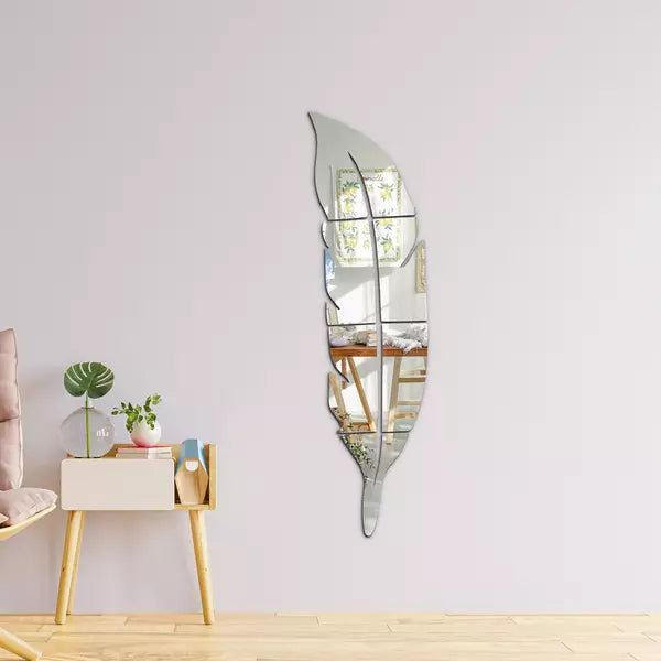 Leaf Shape Acrylic Mirror Wall Sticker – Silver