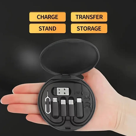 5 in 1 Portable 60W Charging Data Cable Set and Mobile Phone Holder Storage Box