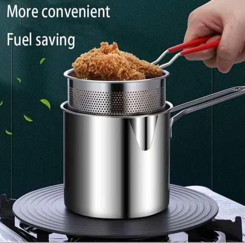 1200ml Stainless Steel Deep Fryer Pot with Strainer Basket