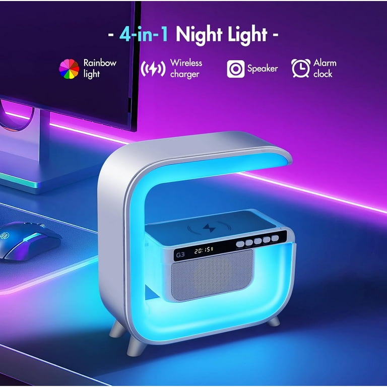 RGB G-Shaped Lamp with Bluetooth Speaker & Wireless Charger