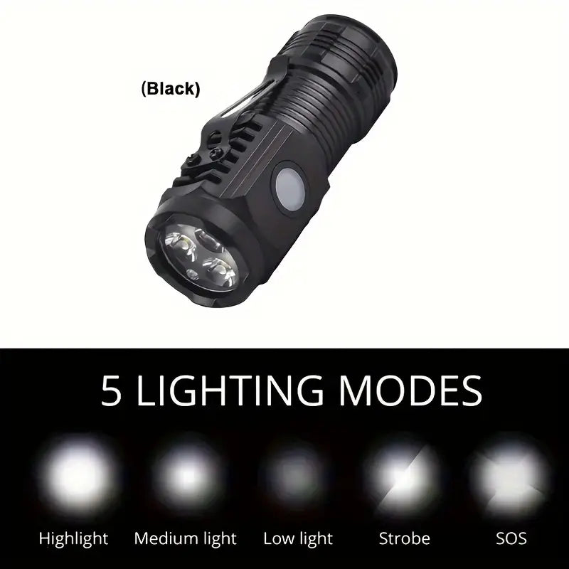 Rechargeable 3 LED Mini Flashlight with Magnetic Base