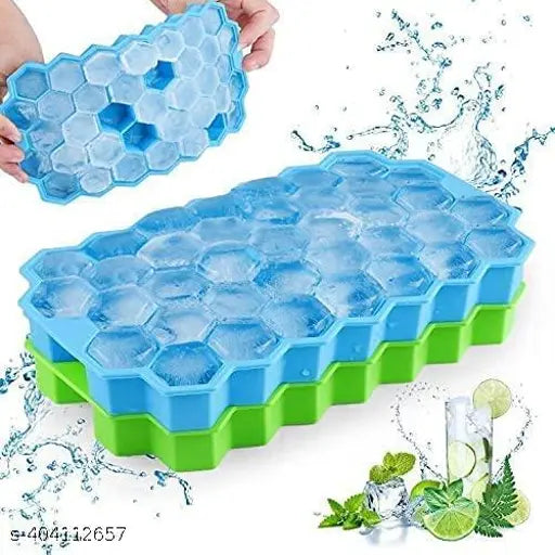 37-Cavity Silicone Ice Cube Trays with Lids – Pack of 2