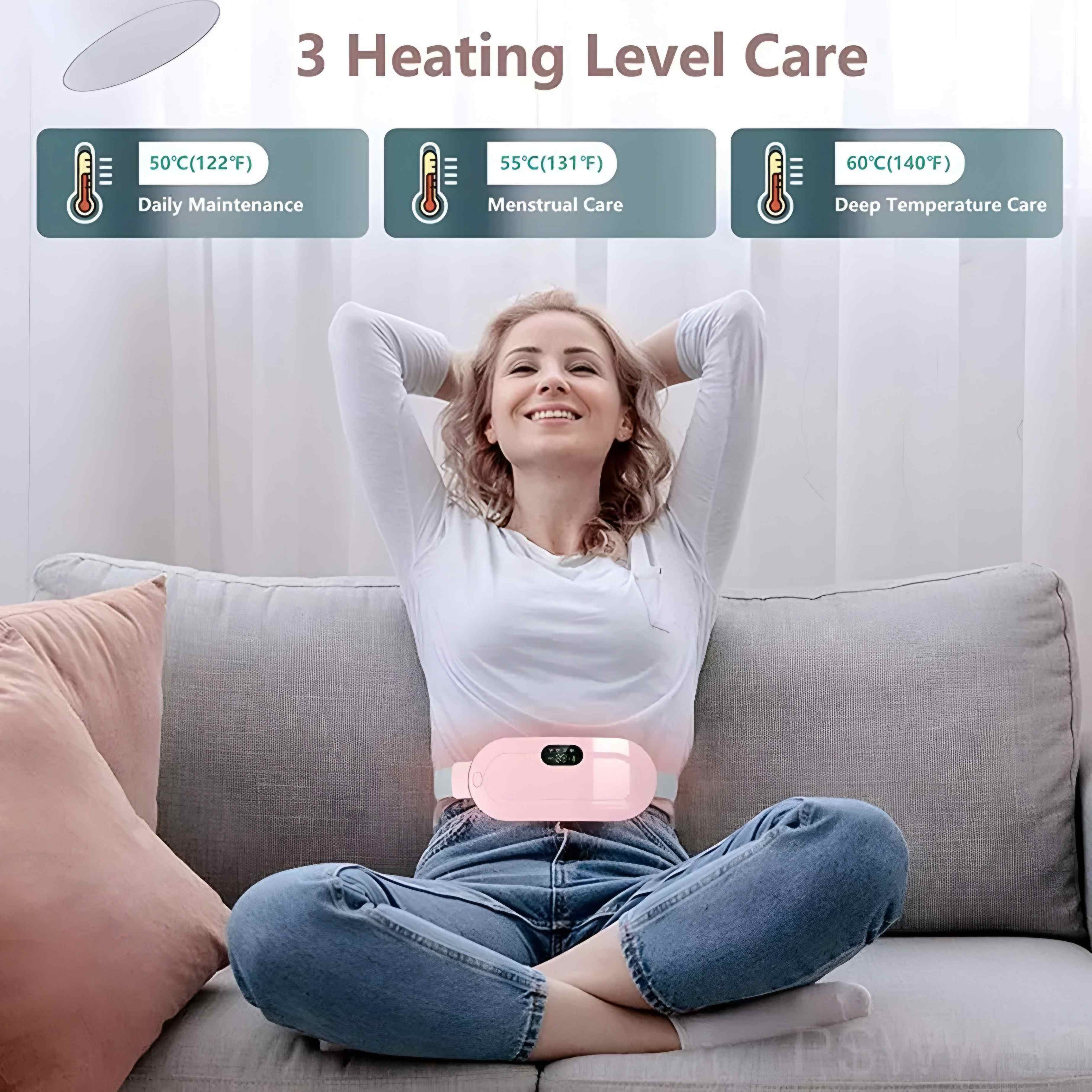 Portable Menstrual Heating Pad with 3 Heat Levels | 4 Vibration Massage Modes
