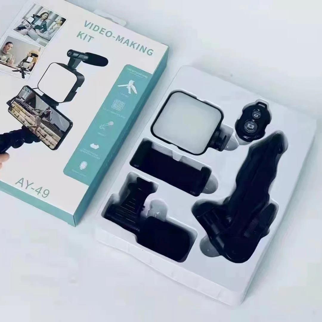 Imported All in one Vlogging Video Making Kit Super Flexible Universal Tripod with Microphone and Light