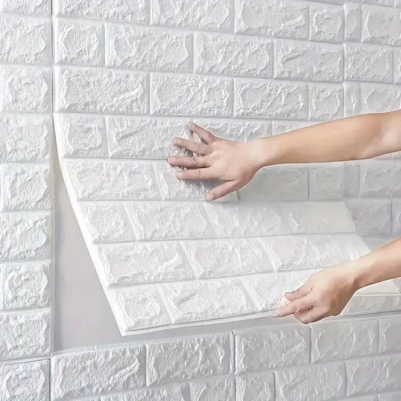 3D Self-Adhesive White Brick Foam Wall Panels