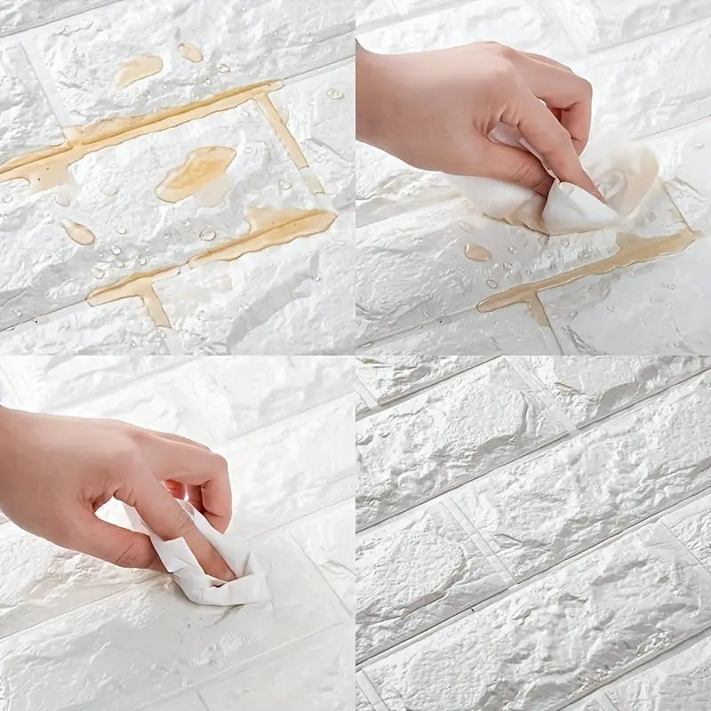 3D Self-Adhesive White Brick Foam Wall Panels
